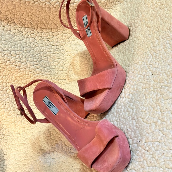 PRADA Suede Ankle-Strap Platform Sandals - Picture 3 of 6